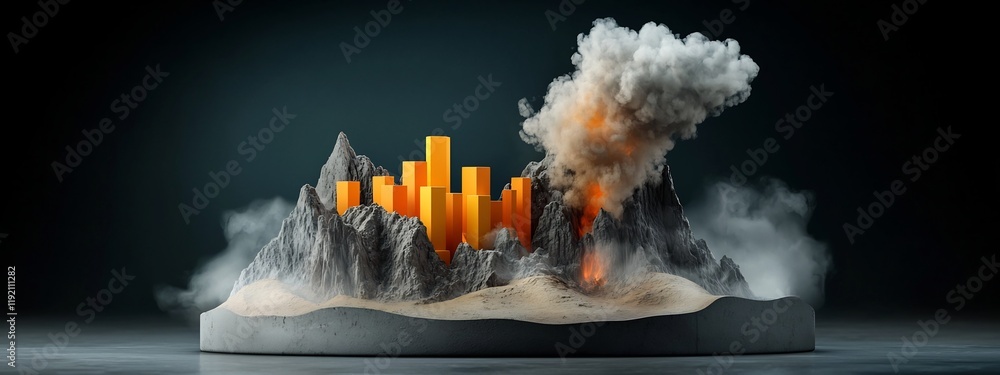 Poster volcanic energy consumption visualization graphical of regional energy usage patterns showcasing dat