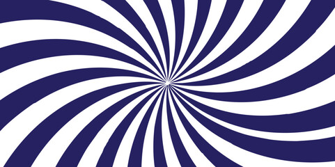 Abstract background with rays retro starburst. Blue and white twisted swirl. Spiral radial striped backdrop design. Ray stripes Funky ray elements, circle motifs, reminiscent of circus themes.   