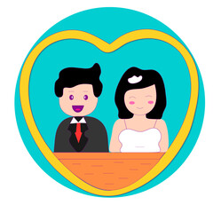bride and groom on wedding day
couple vector illustration