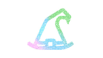 Icon hat witch is made up of LED square shapes. There are bright diodes and there are black dead diodes