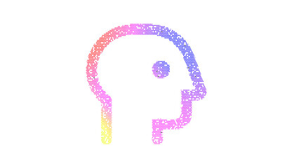 Icon head side is made up of LED square shapes. There are bright diodes and there are black dead diodes