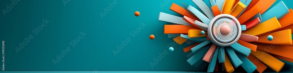 Poster vibrant of a particle accelerator device measuring the frequency and energy of particle collisions i