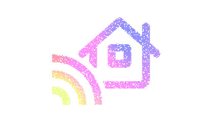 Icon house signal is made up of LED square shapes. There are bright diodes and there are black dead diodes