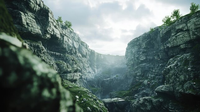 Majestic Mountain Gorge: A Breathtaking View of Nature's Grandeur