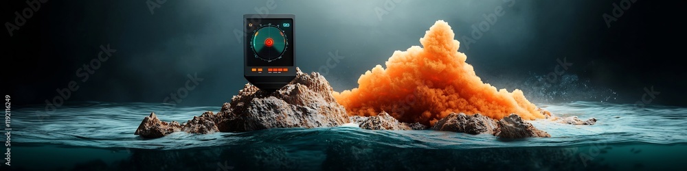 Aufkleber sonar display technology visualizing the frequency of underwater acoustic echoes in a marine environ