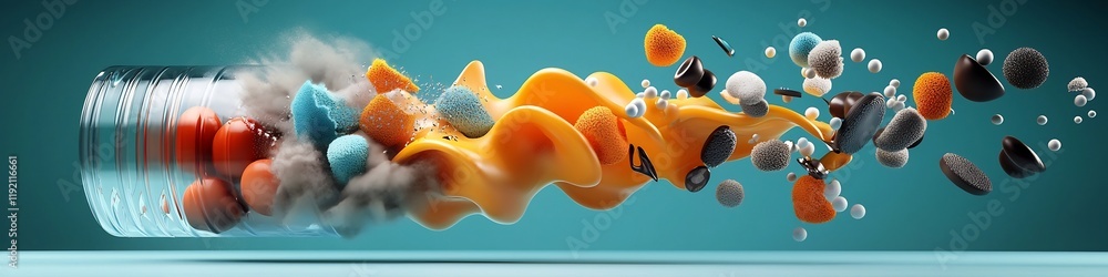 Poster vibrant sound waves 3d showcasing the dynamic interplay of sonic frequencies and fluid motion