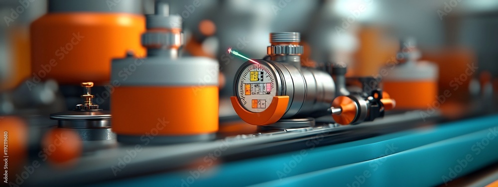 Poster a 3d rendered image depicting a modern advanced spectrometer instrument used to precisely measure th