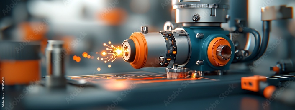 Aufkleber a 3d rendered image of a high precision spectrometer instrument measuring the frequency of photon em