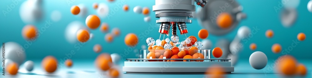 Poster 3d rendered image of a spectrometer device measuring the frequency of molecular in a scientific labo