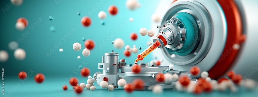 Poster detailed 3d rendering of a spectrometer instrument precisely measuring the frequency of molecular th