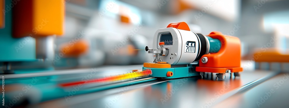 Poster 3d rendered image of a spectrophotometer a scientific instrument used to measure the frequency or wa