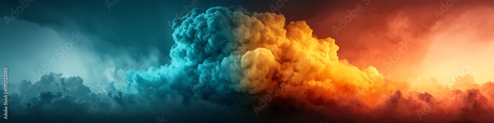 Poster captivating showcasing the vibrant color spectrum and frequency content of an intense thunderstorm c