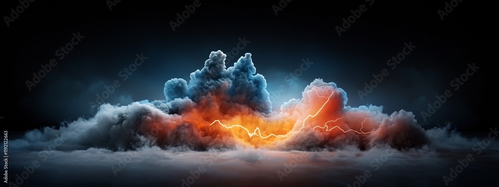 Poster dramatic 3d rendered spectrogram depicting the frequency content and dynamics of a thunderstorm s li