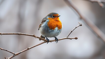 Fototapeta premium HD 8K Robin on Branch Wallpaper - Nature Photography