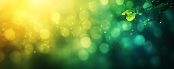 Blurred green yellow gradient background, dynamic shadows texture, web header, minimalistic layout, Generative AI