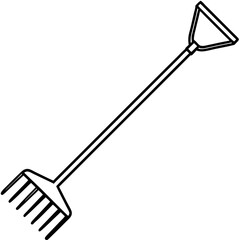 Minimalist Rake Line Art Vector Illustration