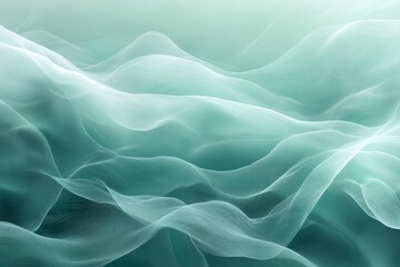 Obraz premium Grainy teal green gradient background, soft waves texture, flyer template, copy space included, Generative AI