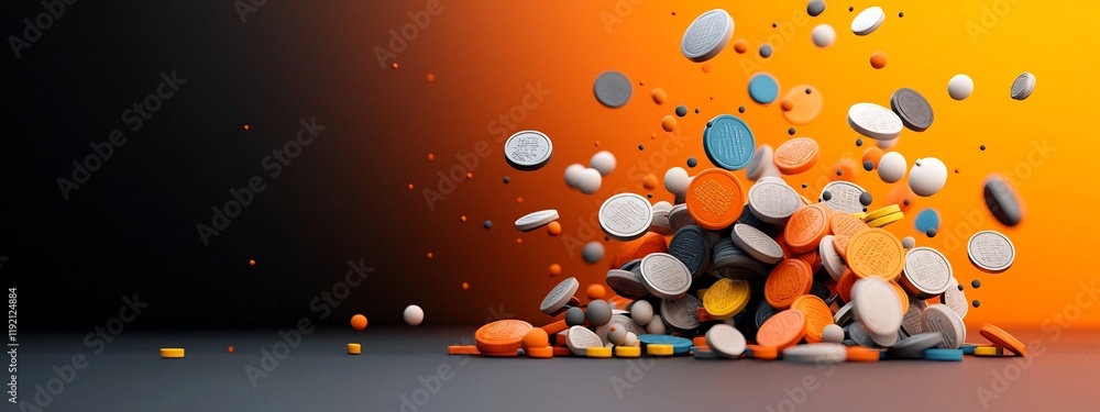 Poster vibrant 3d rendered visualization of the frequency distribution of financial transactions in a dynam