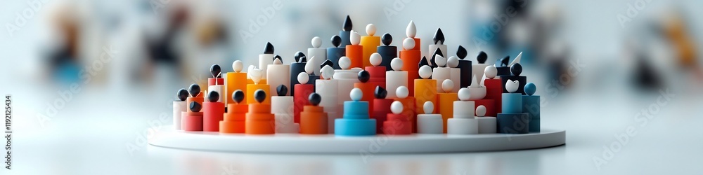 Poster a 3d rendered visualization depicting the frequency distribution of educational attainment levels wi