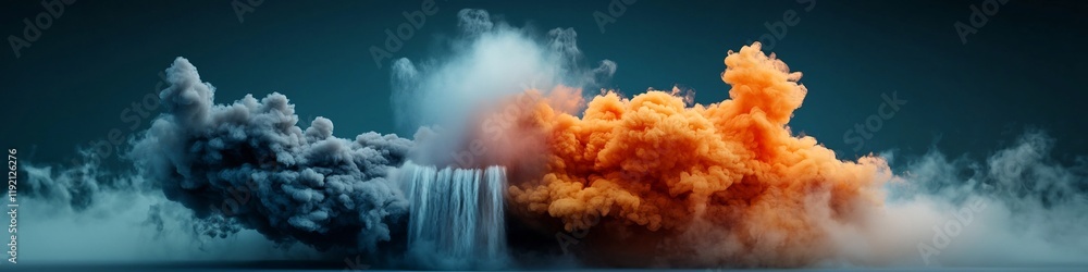 Poster dramatic 3d rendered spectrogram visualizing the powerful frequency content and dynamics of a thunde