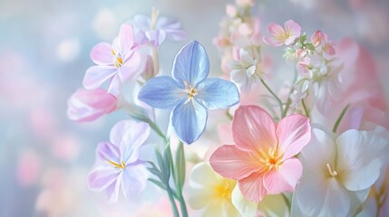 Obraz premium Vibrant pastel flowers flourish in soft hues