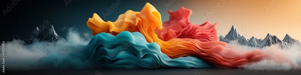 Poster a captivating depicting the dynamic motion of a wave packet traveling through a medium with varying 