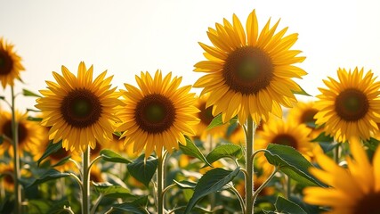Obraz premium Sunlit Sunflower Field - Morning Glory
