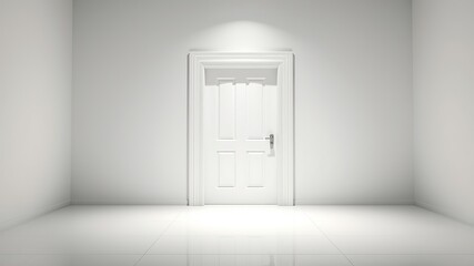 White Door in White Wall - Bright, Sharp, Photorealistic