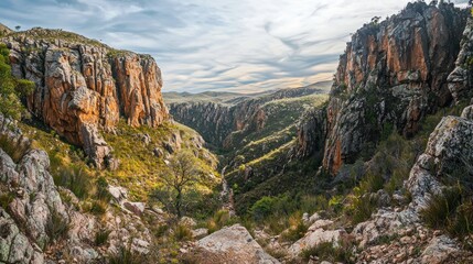 Fototapeta premium Majestic Mountain Canyon Landscape: A Breathtaking View