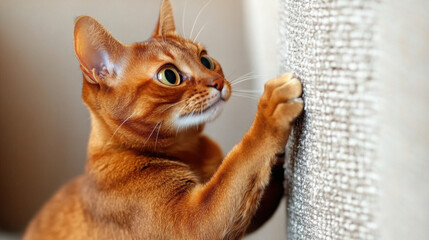 Cat scratching the sofa furniture 