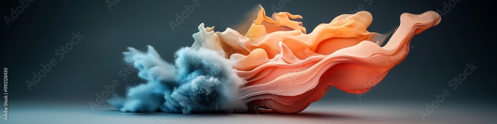 Poster dispersing wave packet animation vibrant colorful abstract visualization of fluid energy and frequen