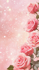 holiday background with pink roses vertical composition background