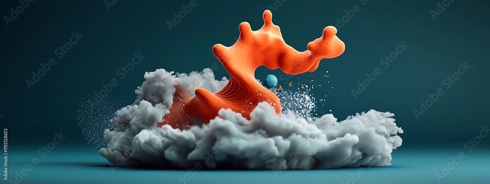 Poster a 3d rendered animation depicting the interaction of a wave packet with a medium resulting in resona