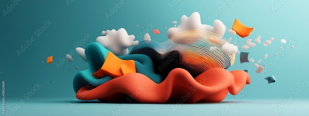 Poster mesmerizing wave packet interference patterns in vibrant digital animation a captivating 3d rendered