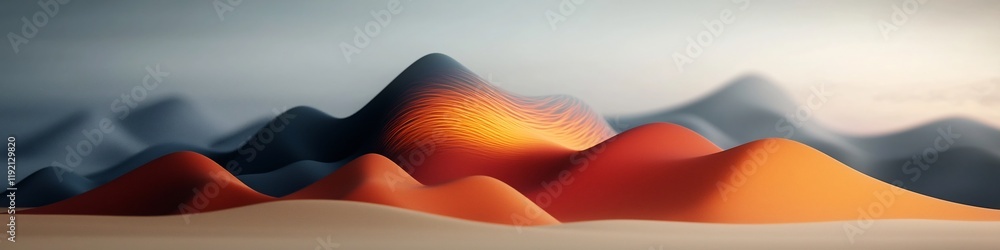 Poster ethereal wave packet reflection patterns in a minimalist desert landscape a 3d rendered animation sh