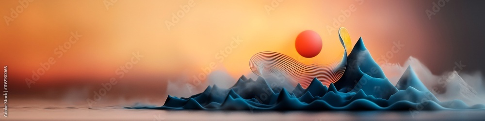 Poster mesmerizing wave packet refraction in a surreal panoramic landscape a captivating 3d rendered animat