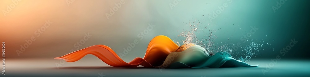 Poster propagating wave animation through a dynamic medium at different frequencies captivating abstract sh