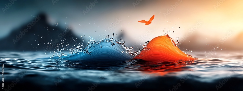 Poster visually stunning 3d animation showcasing the dynamic dispersion and spreading of a wave packet into