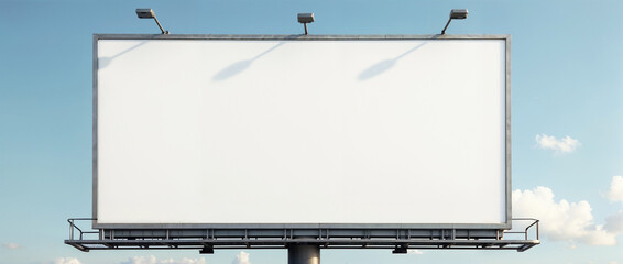 Obraz premium Empty Billboard Mockup with Clear Blue Sky for Advertisement Design and Branding