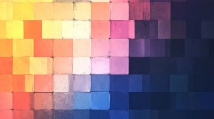 Pixelated Cyberpunk Mosaic: Retro Game Glitch Texture Square Tiles in RGB Colors with Psychedelic Pattern & Noise