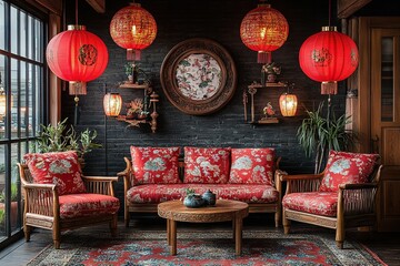living room decoration on chinese new year