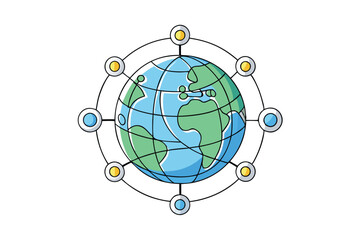 Digital globe network with data nodes and streams, showcasing innovation, connectivity, and the modern information era