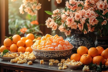 sweets and mooncake for chinese new year celebration