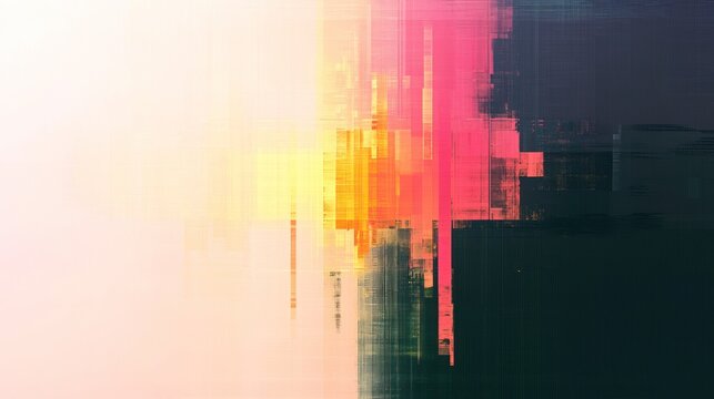 Retro Pixelated Abstract Design with Green, Pink, and Black Color Scheme and Visual Glitches for Modern Grunge Poster or Flyer Composition