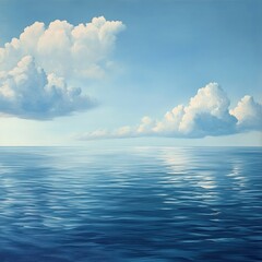 Calm weather on sea or ocean with clouds