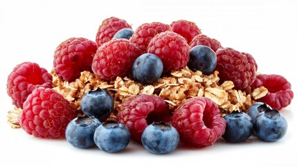 Delicious Granola with Raspberries and Blueberries: A Healthy and Nutritious Breakfast