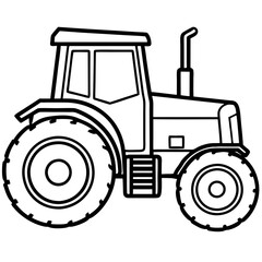 Minimalist Tractor Line Art Design