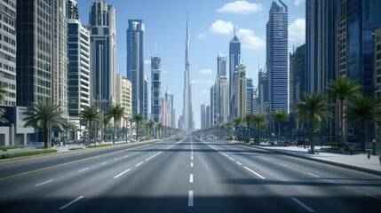 Obraz premium Dubai Skyline: A Breathtaking View of Modern Architecture and Urban Landscape