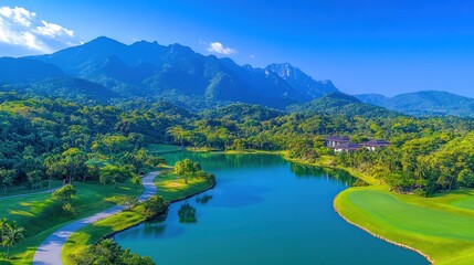 Exotic Lake View in Yanoda Hainan Rainforest Park, China: Stunning Tropical Landscape in Sanya City's Cultural Tourism Zone