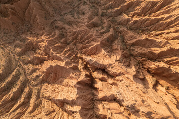 Scenic abstract patterns of a desert-like landscape of Ak-Say canyon